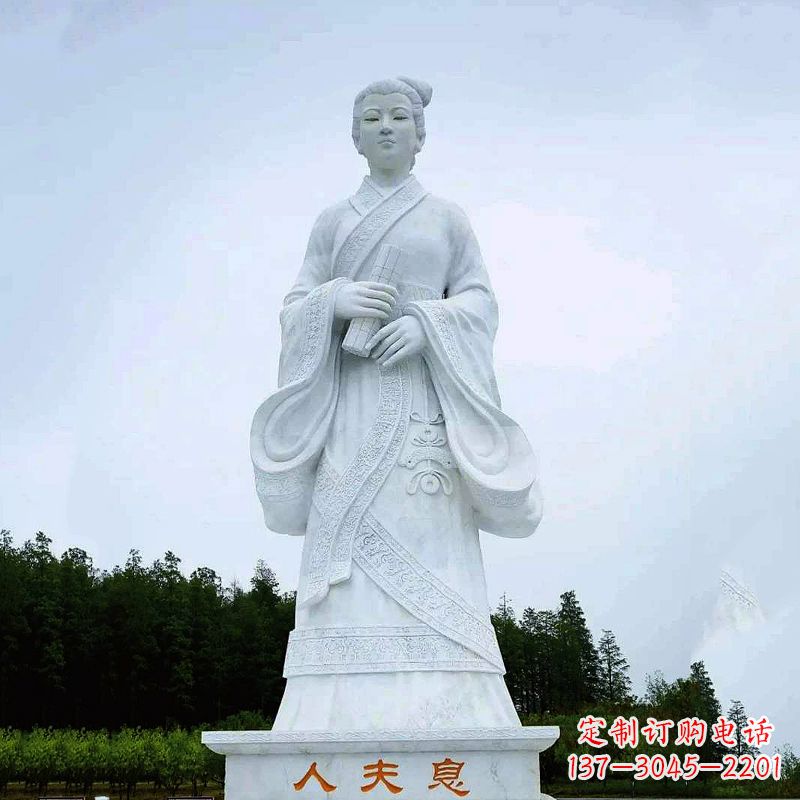 湖南桃花夫人息妫汉白玉雕塑-景区园林历史名人古代著名美女雕像
