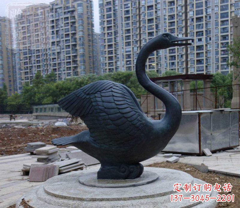 湖南天鹅动物铜雕