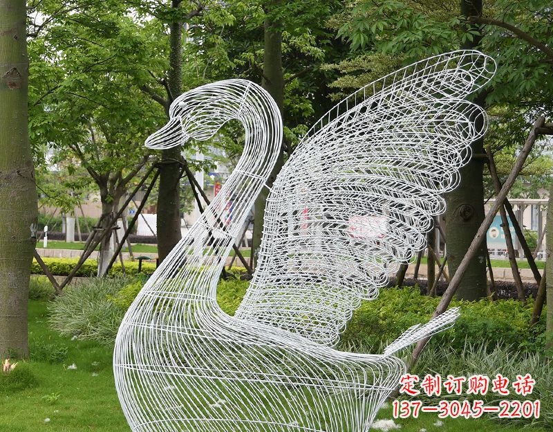 湖南天鹅镂空不锈钢雕塑