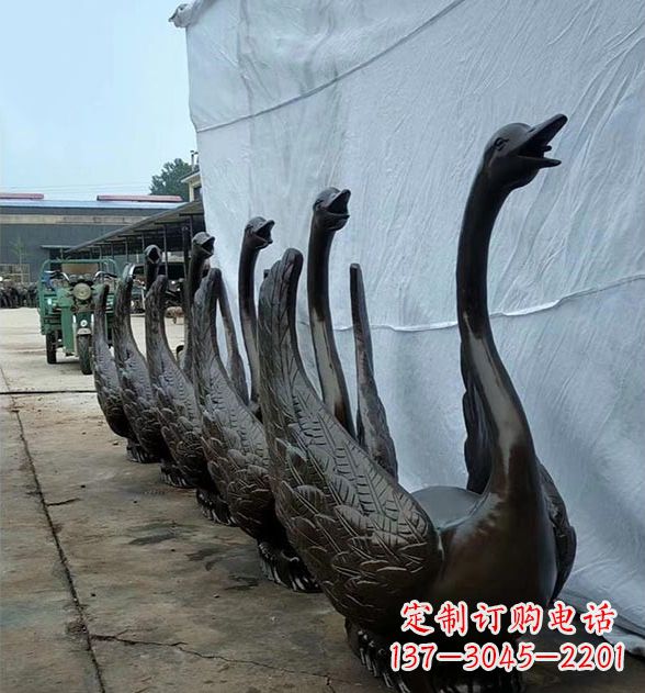 湖南天鹅喷泉铜雕,园林喷泉水景流水组件