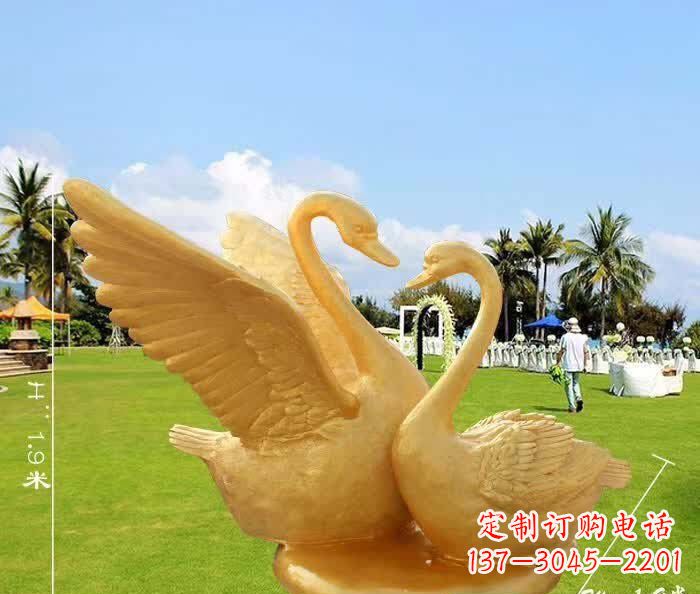 湖南天鹅铜雕