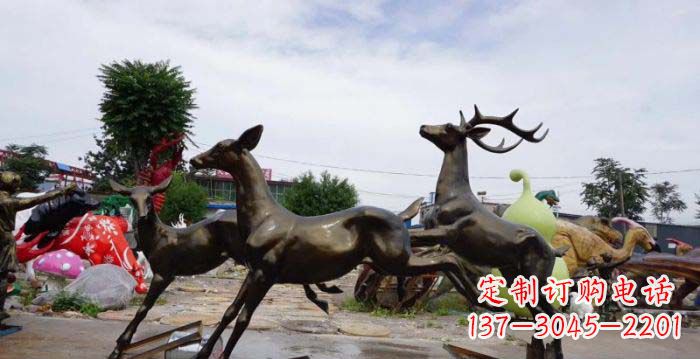 湖南跳跃的小鹿铜雕