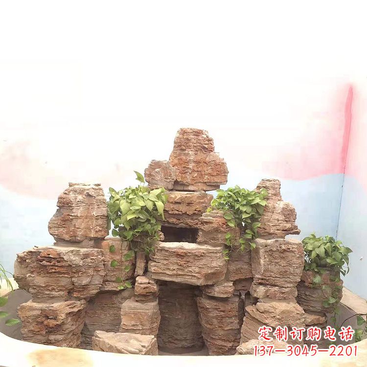 湖南庭院园林假山鱼池