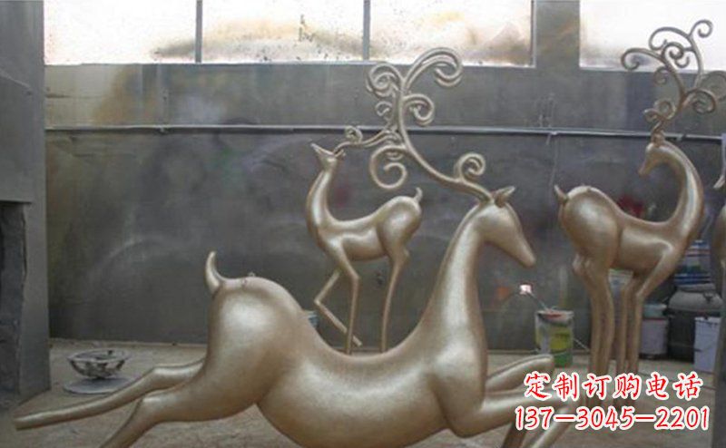 湖南铜雕抽象树枝梅花鹿雕塑