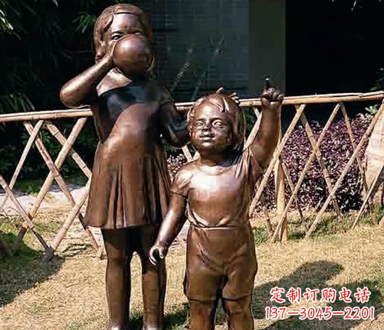 湖南铜雕吹气球儿童