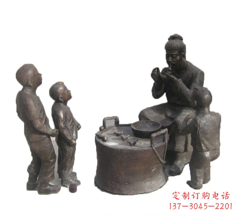湖南铜雕吹糖人的古代人物