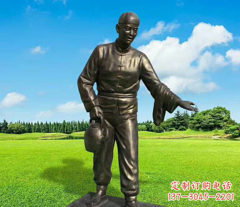 湖南铜雕店小二人物雕塑1
