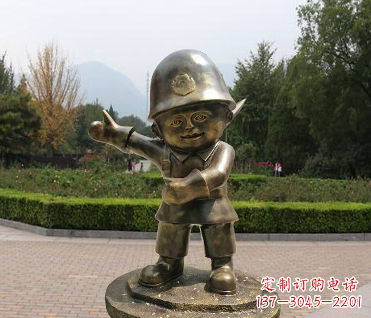 湖南铜雕儿童交通警察