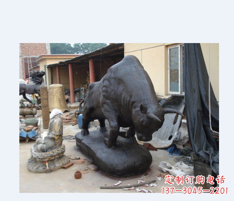 湖南铜雕广场水牛动物雕塑