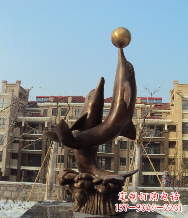 湖南铜雕海豚雕塑 (2)