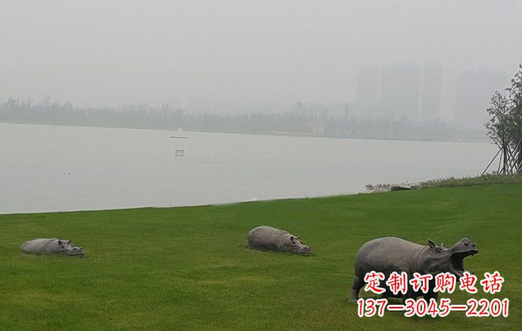 湖南铜雕河马公园动物雕塑