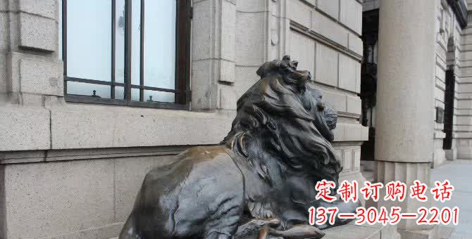 湖南铜雕汇丰卧姿狮子