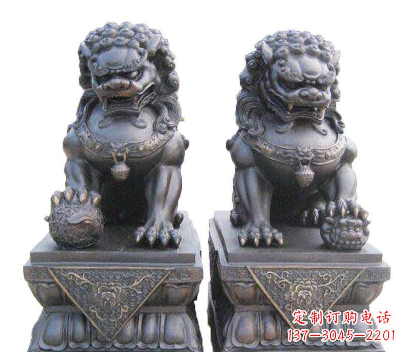 湖南铜雕酒店镇宅招财狮子摆件 (2)