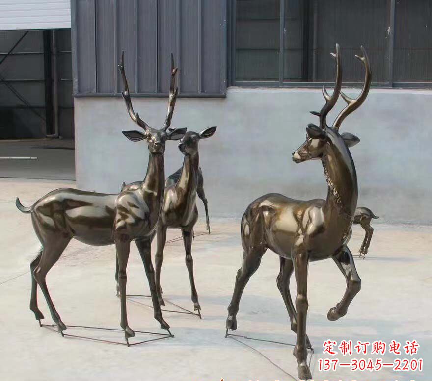 湖南铜雕鹿群雕塑