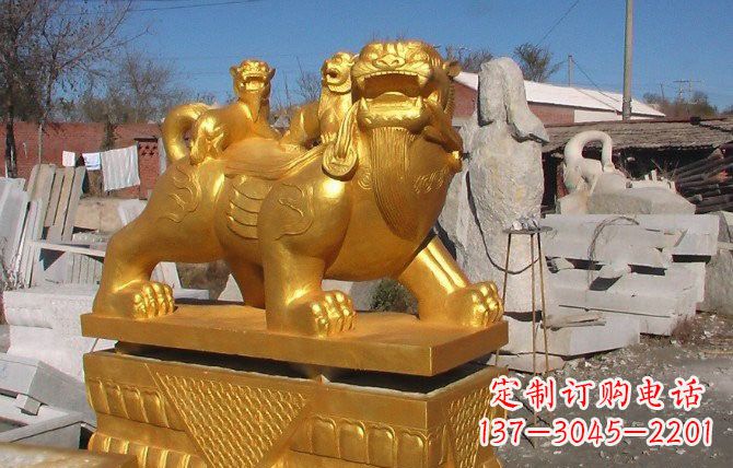 湖南铜雕母子貔貅