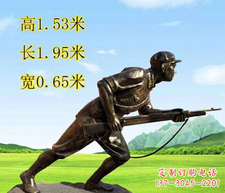 湖南铜雕拿枪战士雕塑