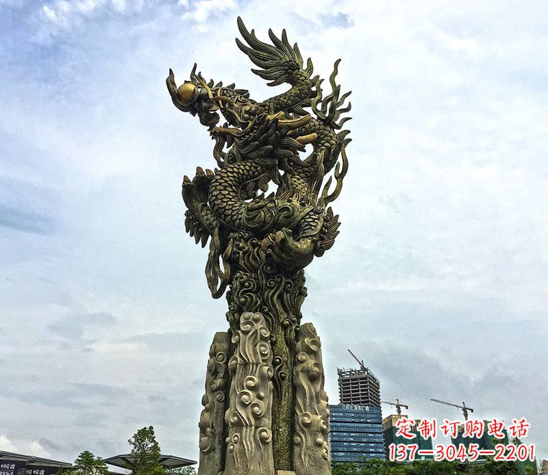 湖南铜雕盘龙柱