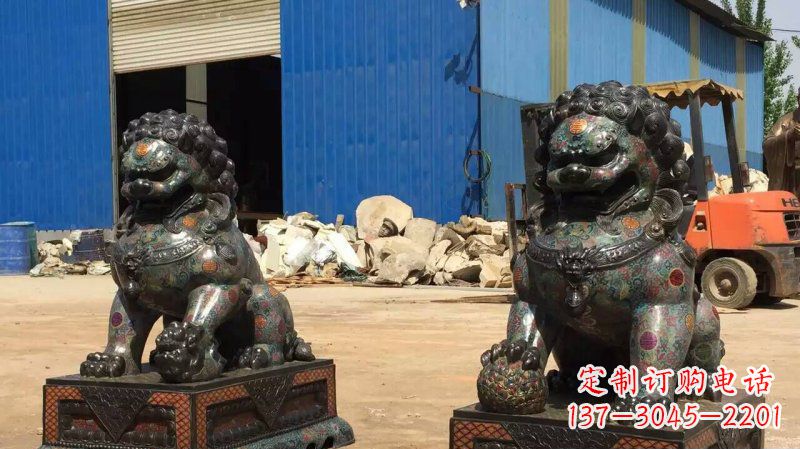 湖南铜雕企业招财狮子雕塑摆件