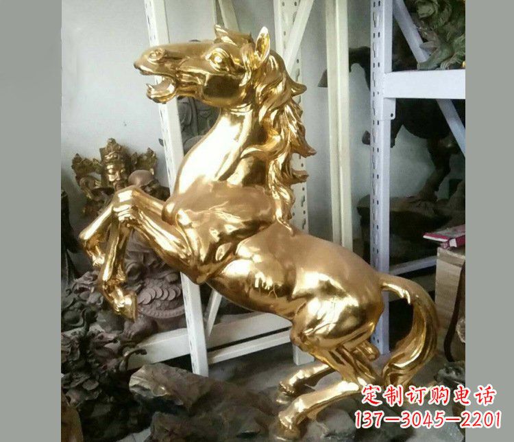 湖南铜雕商场招财动物马雕塑 (2)
