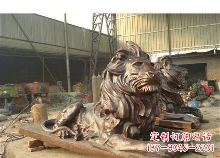 湖南铜雕狮子公司门口雕塑