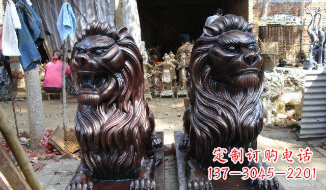 湖南铜雕狮子公司门口雕塑 (2)