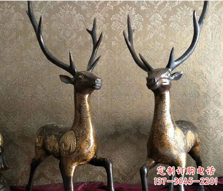 湖南铜雕室内装饰动物鹿雕塑