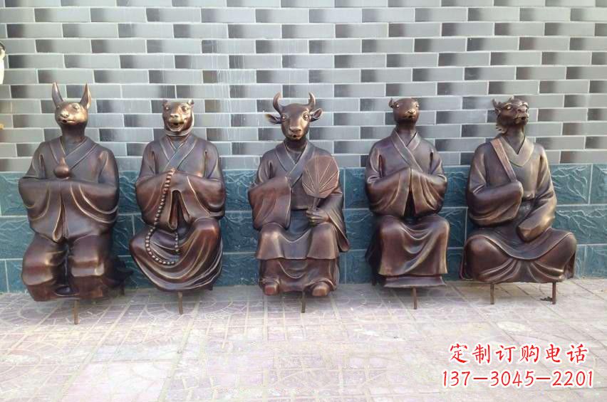 湖南铜雕兽首人身十二生肖雕塑