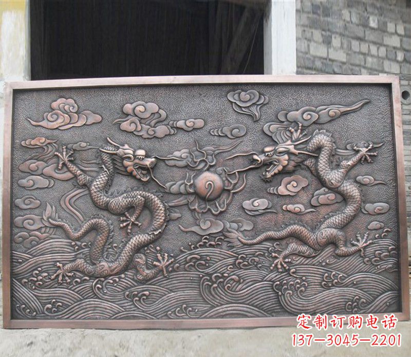 湖南铜雕双龙壁画景观摆件