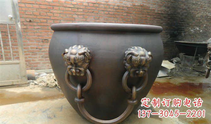 湖南铜雕水缸寺庙景观雕塑_2