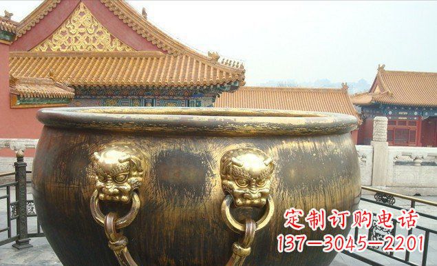 湖南铜雕水缸寺庙景观雕塑 (2)