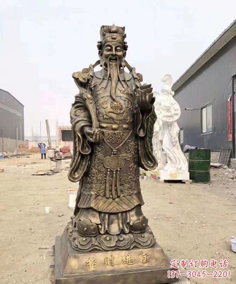 湖南铜雕寺庙财神雕塑
