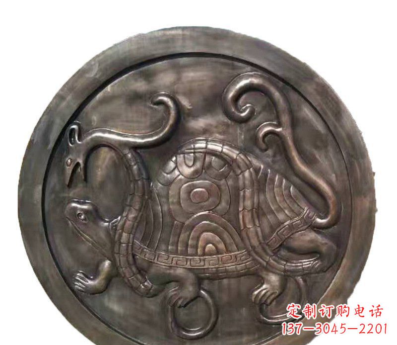 湖南铜雕乌龟与蛇壁画摆件