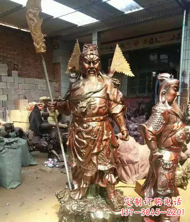 湖南铜雕武财神持刀关公雕塑