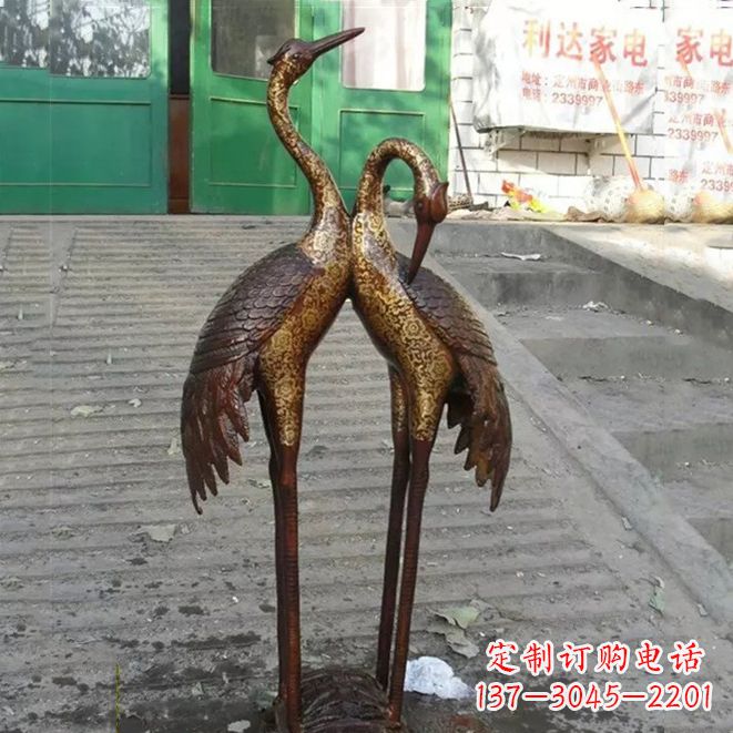 湖南铜雕仙鹤夫妻