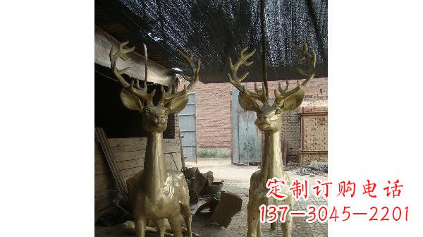 湖南铜雕小鹿公园动物雕塑 (2)