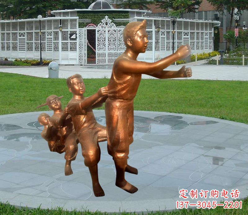 湖南铜雕小区玩游戏儿童