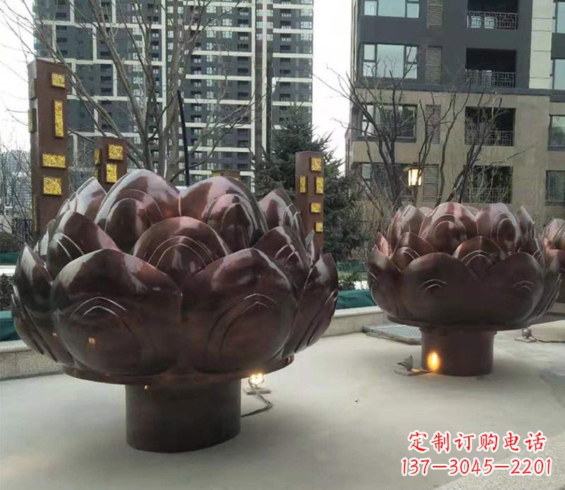 湖南铜雕小区景观荷花