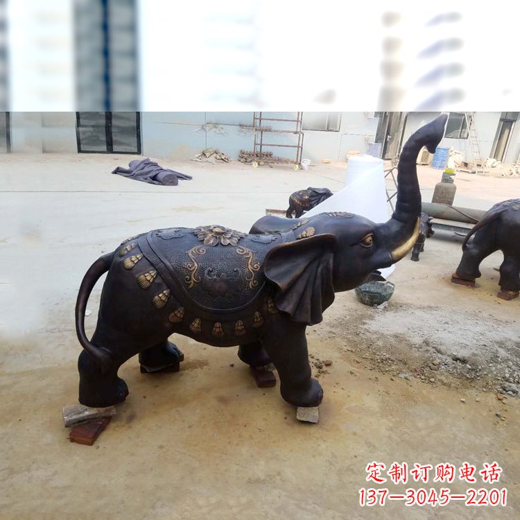 湖南铜雕小象雕塑摆件
