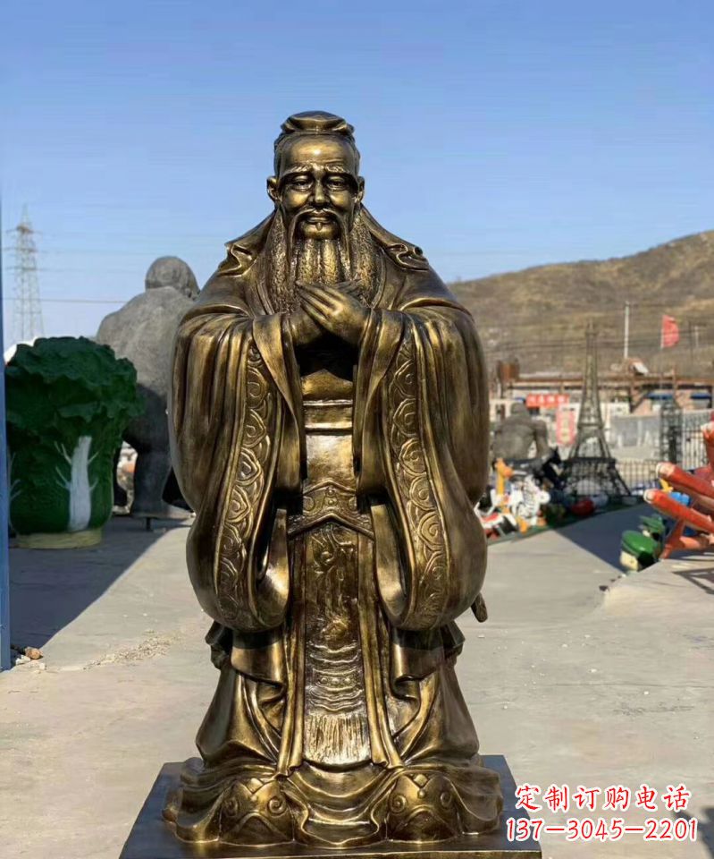 湖南铜雕学校孔子人物雕塑