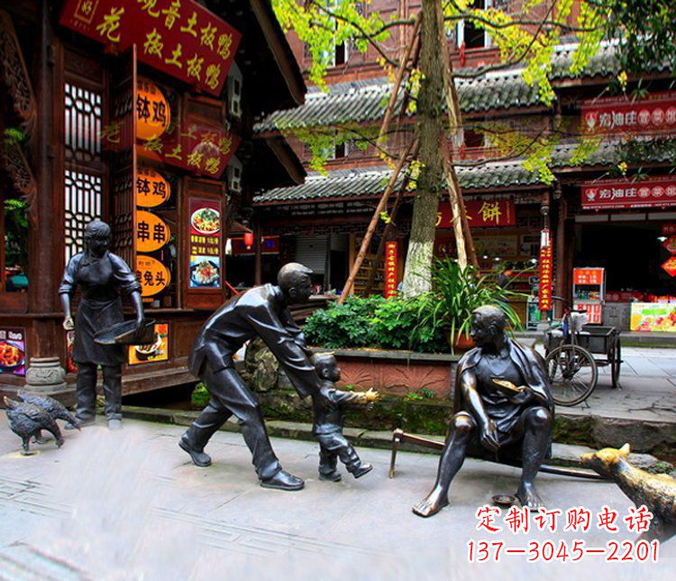 湖南铜雕学走路儿童街道人物雕塑