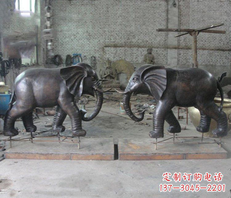 湖南铜雕园林动物大象雕塑 (2)