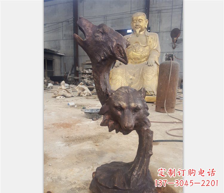 湖南铜雕园林金钱豹动物雕塑