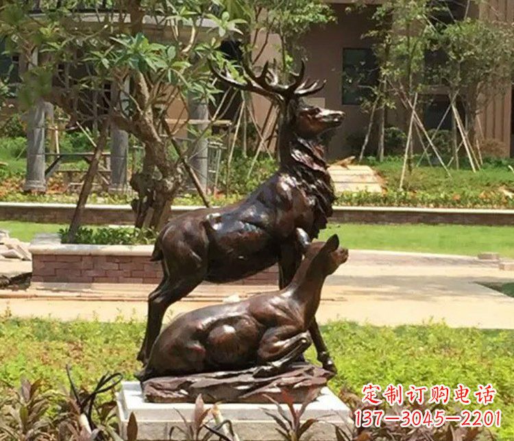 湖南铜雕园林梅花鹿雕塑摆件