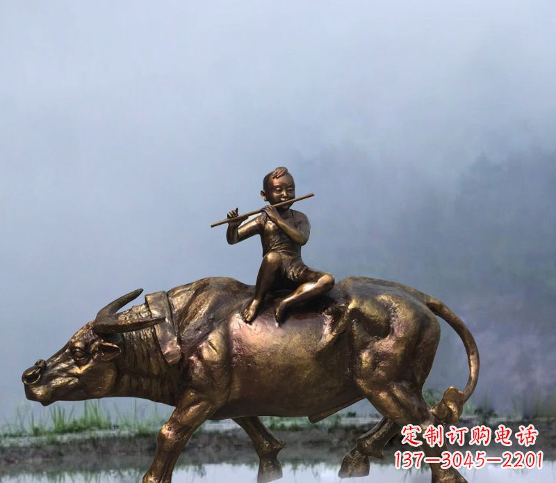 湖南铜雕园林牧童骑牛