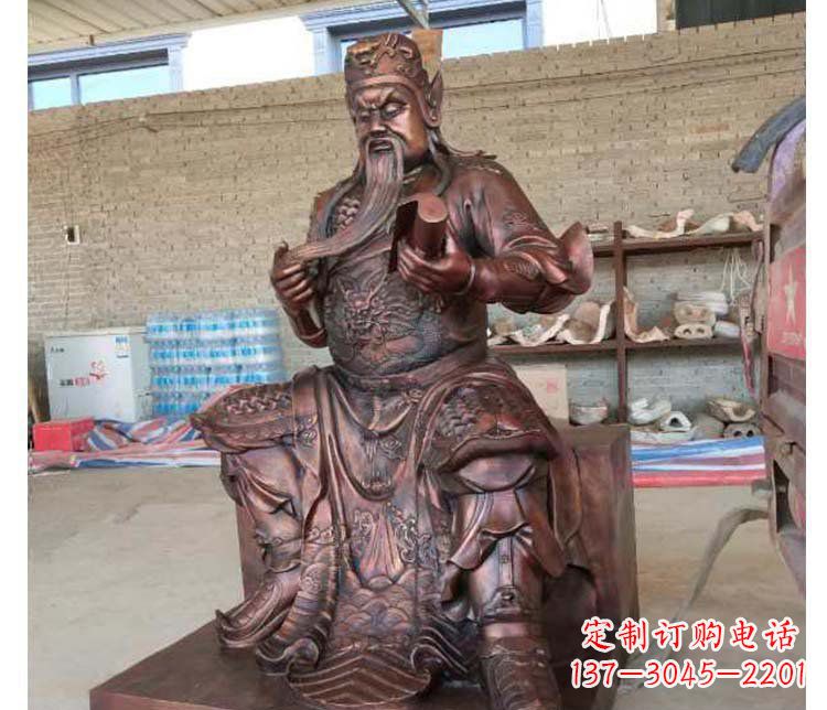 湖南铜雕镇宅关公寺庙神像雕塑摆件 (3)