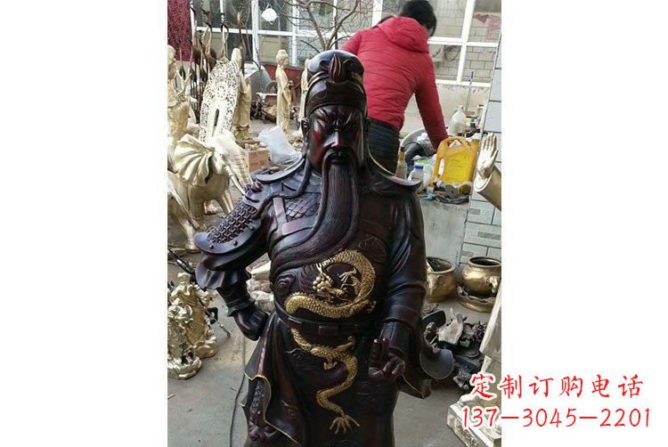 湖南铜雕镇宅关公寺庙神像雕塑摆件 (4)