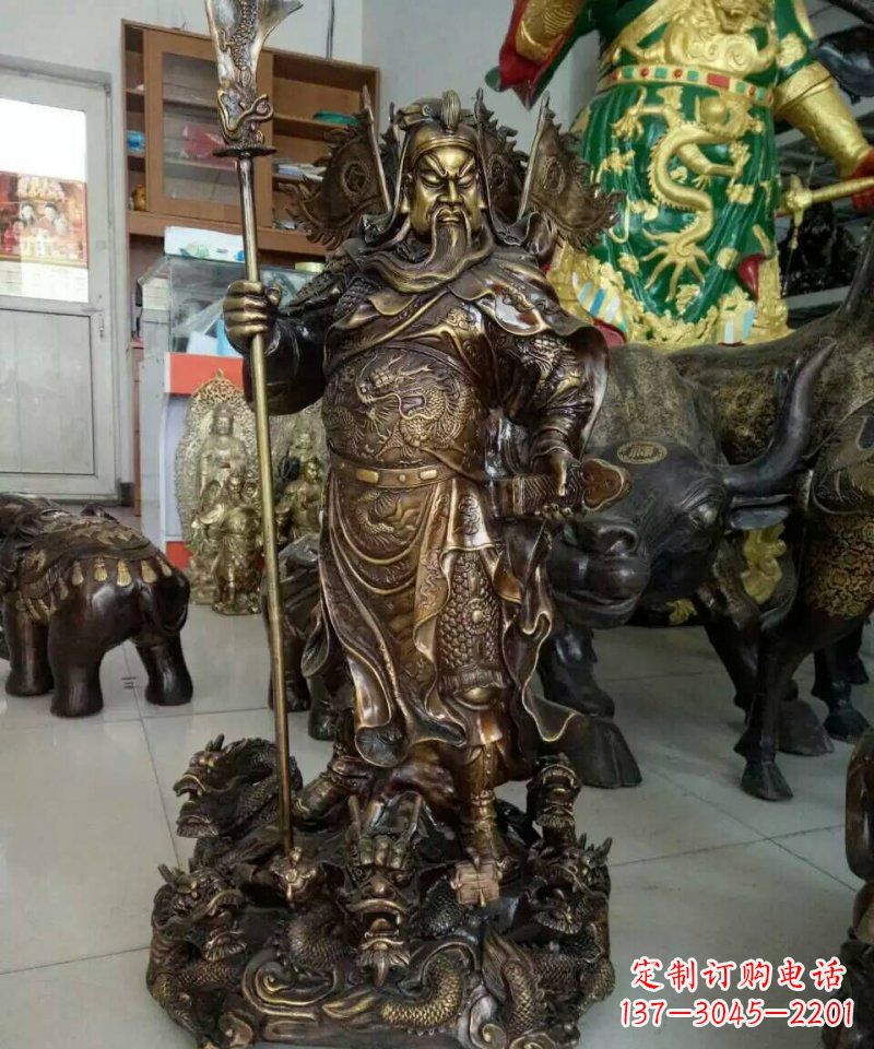 湖南铜雕镇宅关公寺庙神像雕塑摆件