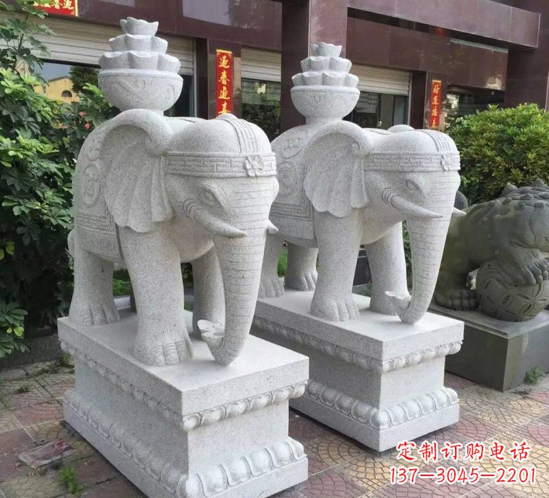 湖南驮元宝的大象石雕
