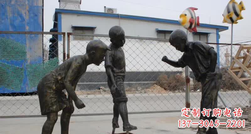 湖南玩陀螺人物铜雕