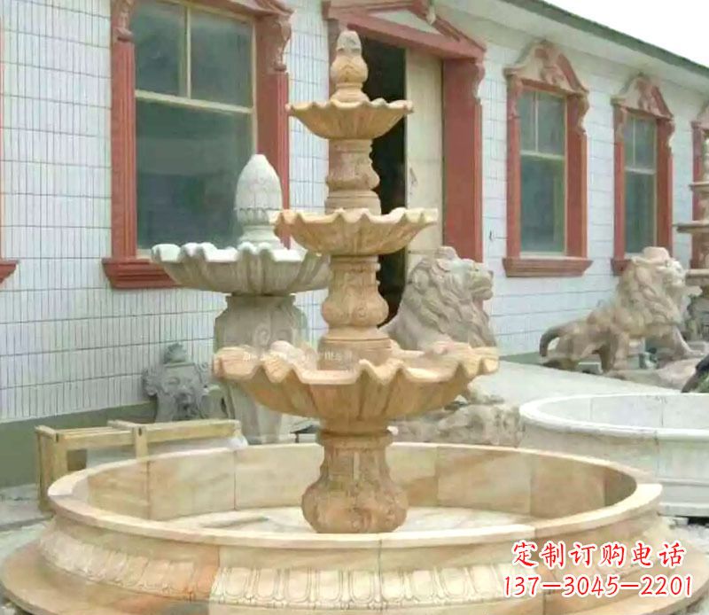 湖南晚霞红大型喷泉石雕 (3)